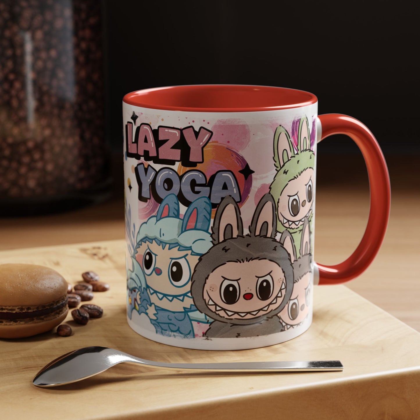 Mug Labubu Lazy Yoga Accent Coffee Mug - Fun & Whimsical Design for Relaxation Lovers