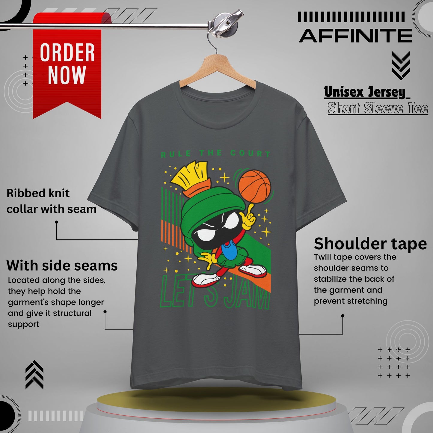 T-Shirt "Basketball Motivational T-Shirt - Rule The Court Player's Tee" Asphalt