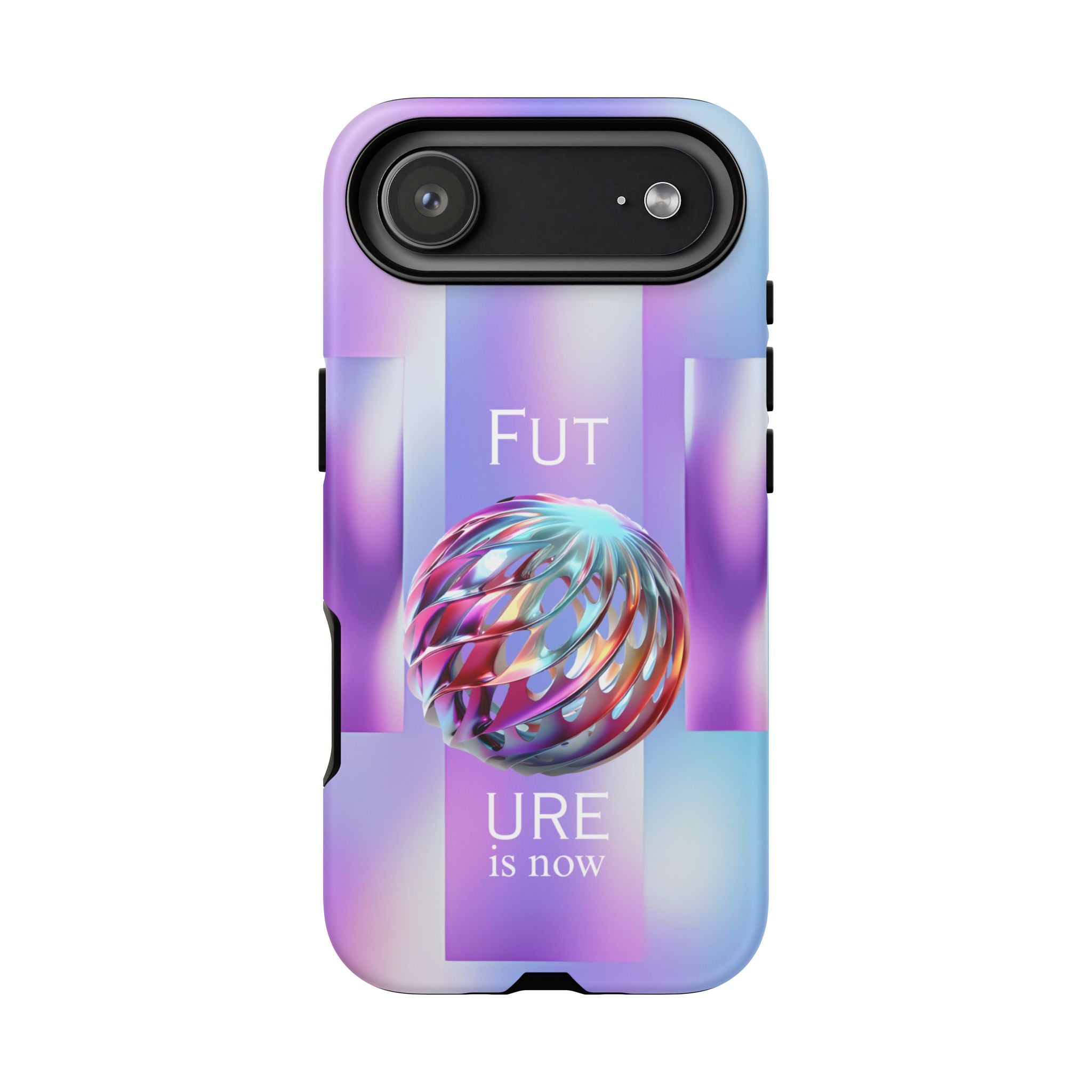 Futuristic Gradient Tough Case – 'Future is Now' 3D Design | Shockproof & UV Protected