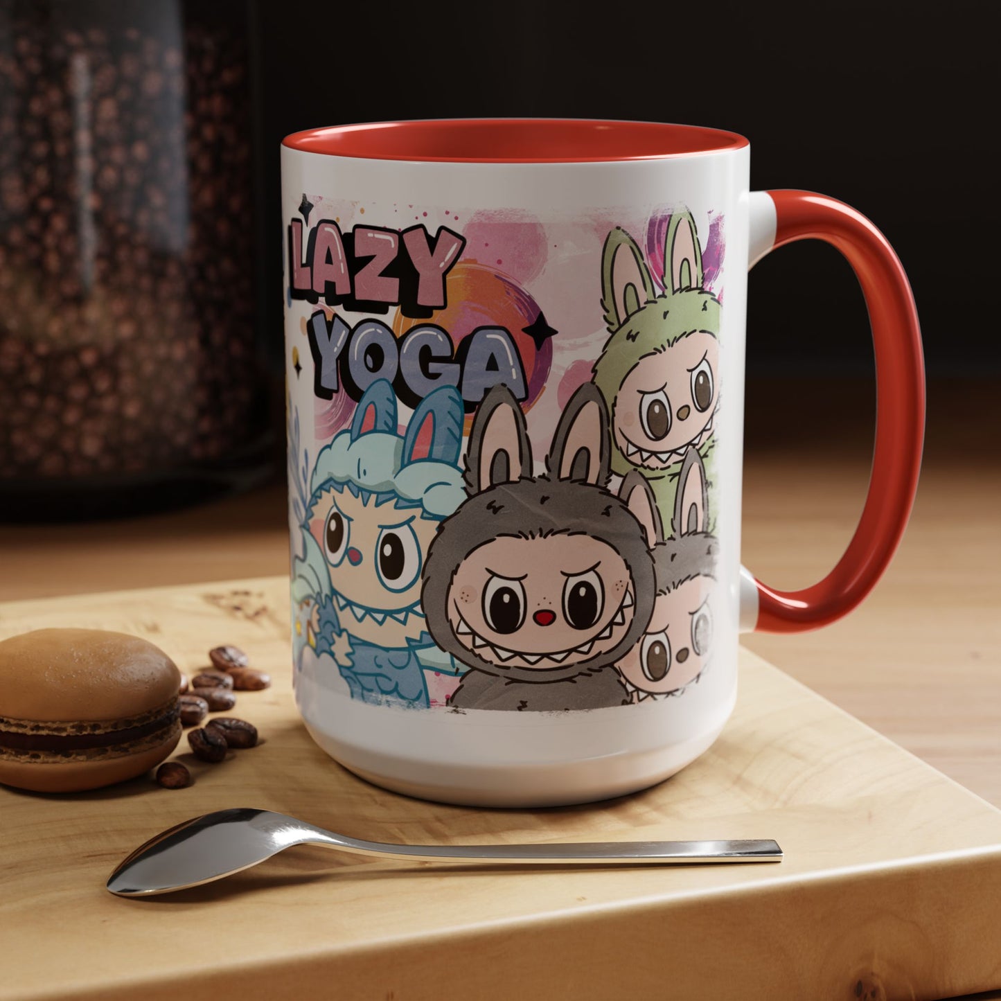 Mug Labubu Lazy Yoga Accent Coffee Mug - Fun & Whimsical Design for Relaxation Lovers