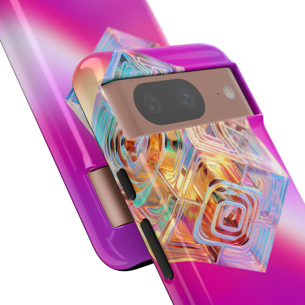 Vibrant 3D Cube Phone Case - Colorful Gradient Art for iPhone, Samsung & Pixel