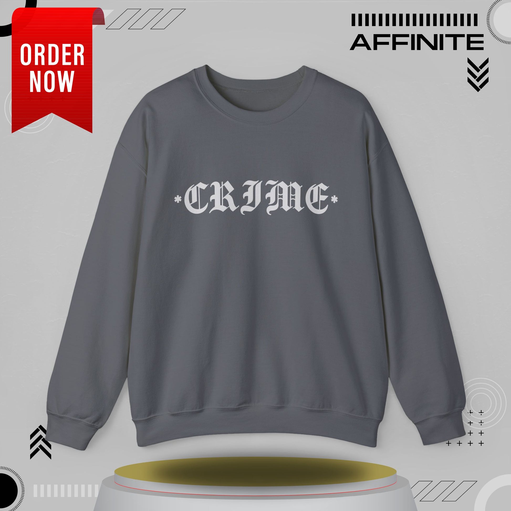 Sweatshirt CRIME Graphic Sweatshirt - Unisex Heavy Blend Crewneck (Cotton/Polyester) Charcoal
