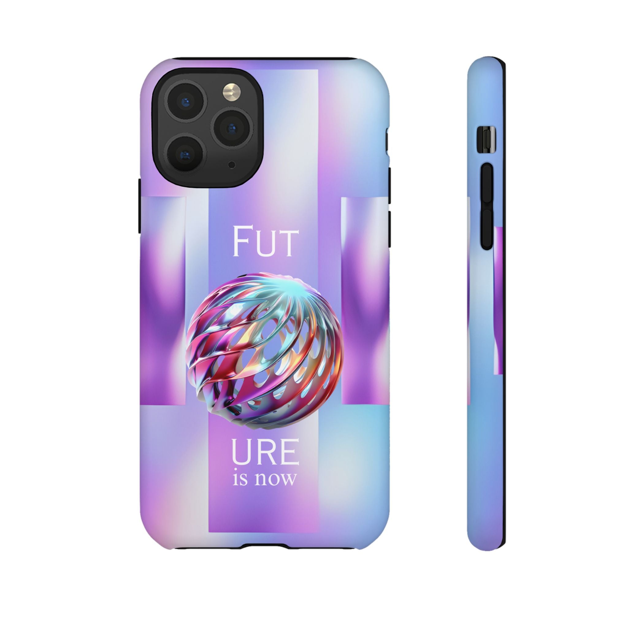 Futuristic Gradient Tough Case – 'Future is Now' 3D Design | Shockproof & UV Protected