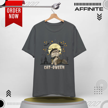 T-Shirt Unisex Halloween Cat Tee Good ‘Cat-oween’ – Perfect for Cat Lovers & Halloween Fans! Asphalt