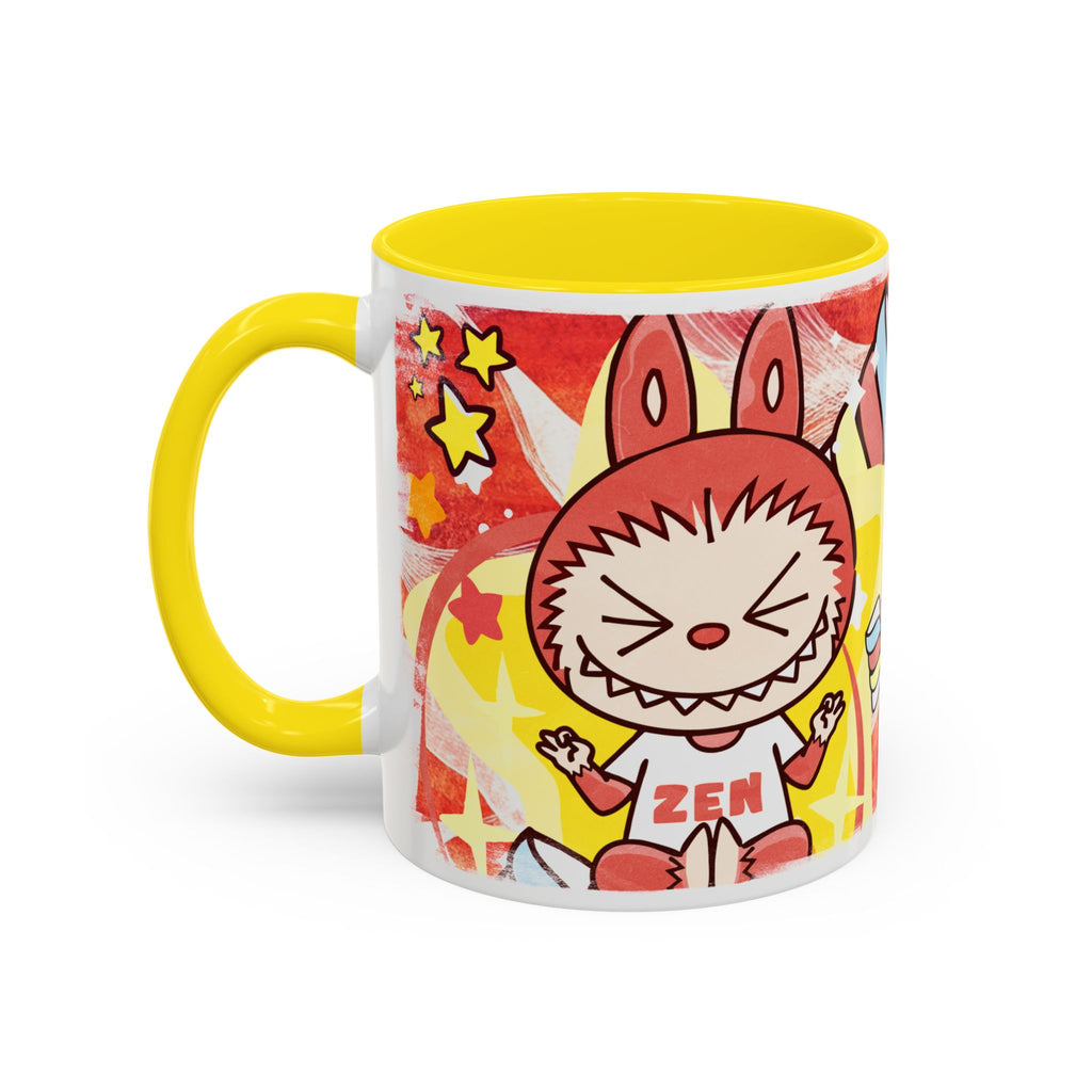 Lazy Yoga Labubu Cartoon Accent Coffee Mug - Fun and Playful Design for Coffee Lovers