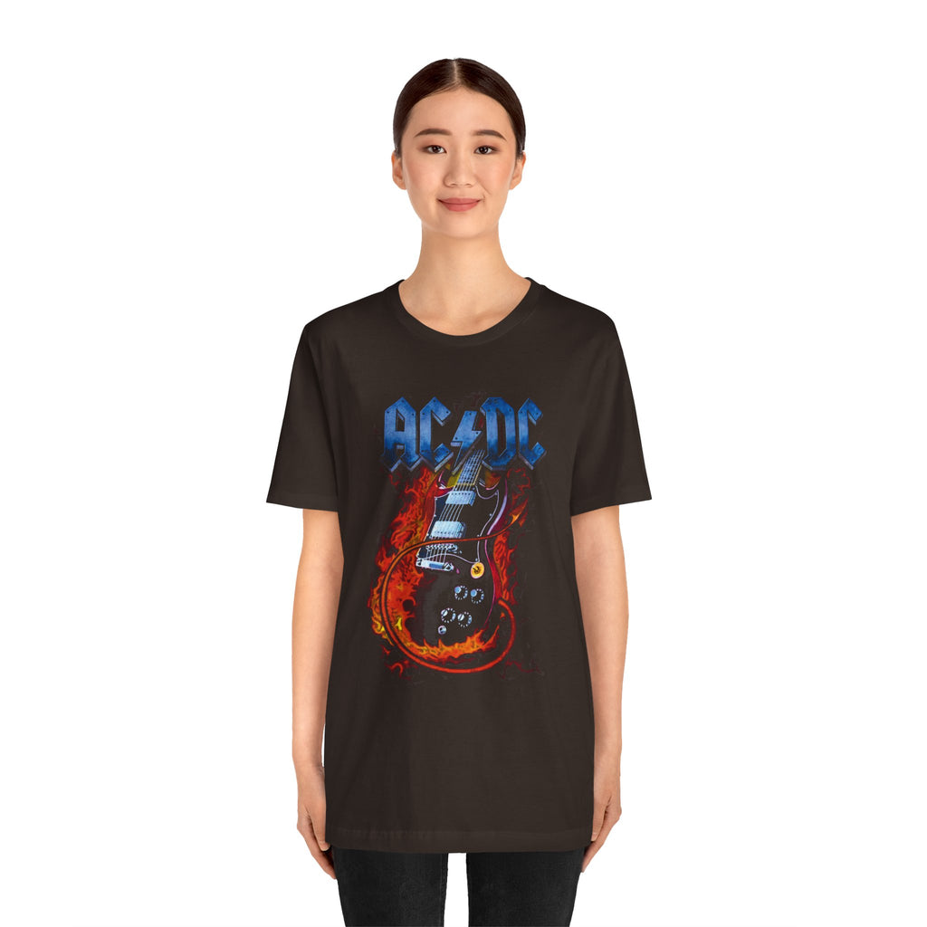 AC/DC Graphic Tee – Rock Band T-Shirt for Fans | Unisex Fit with Flame Guitar Design