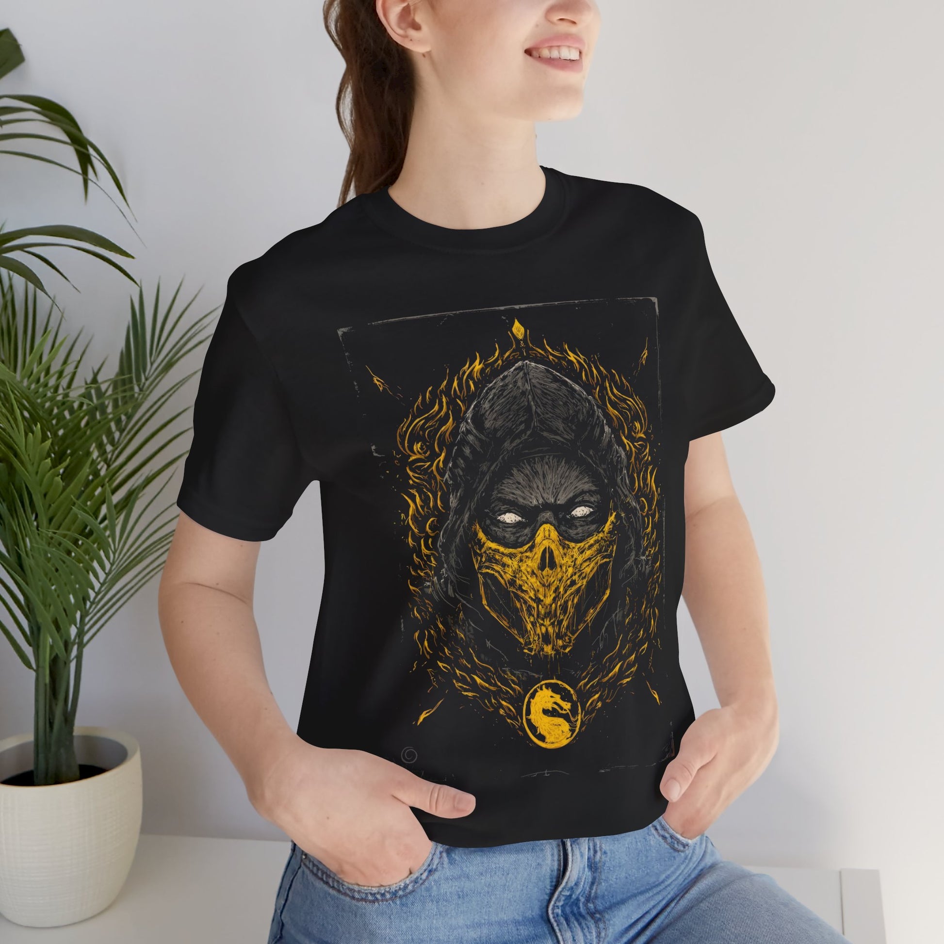 T-Shirt Scorpion Fire Ninja Graphic T-Shirt – Black & Yellow Gamer Tee