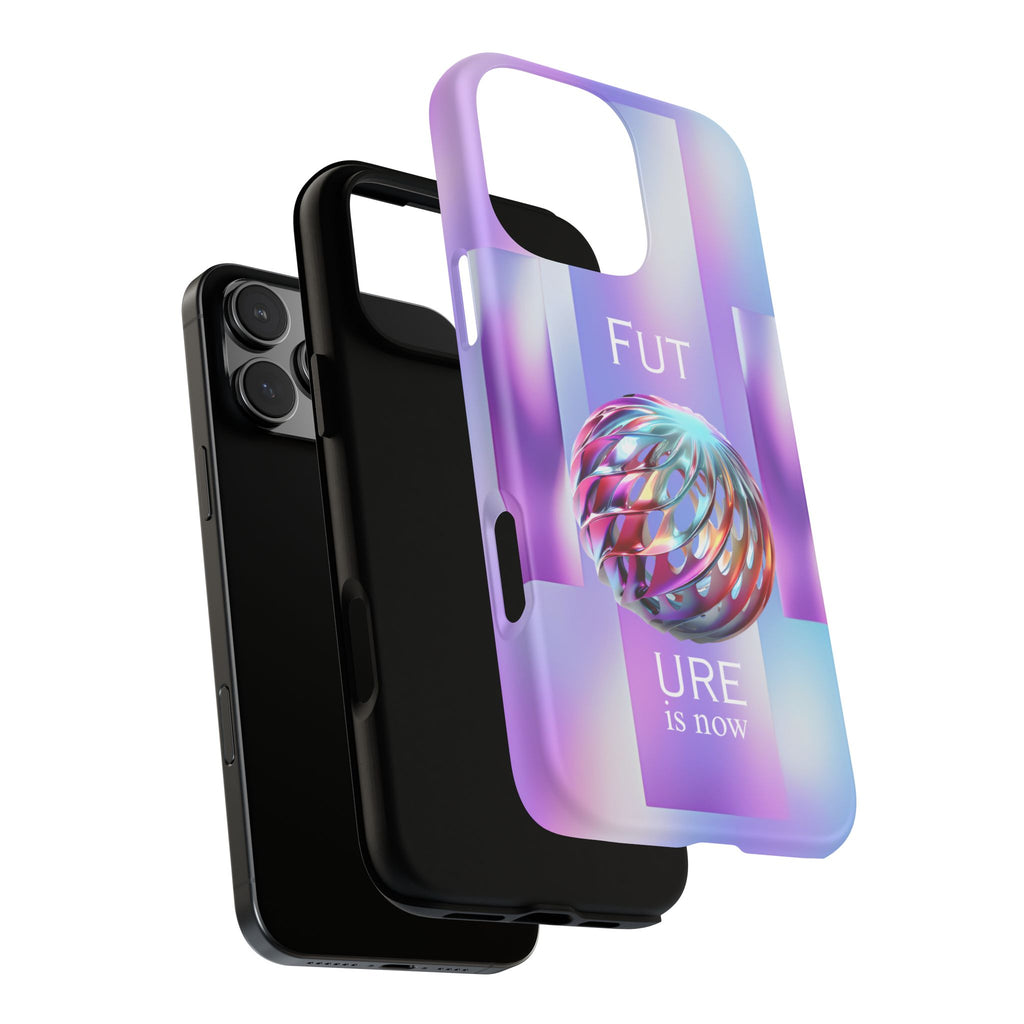 Futuristic Gradient Tough Case – 'Future is Now' 3D Design | Shockproof & UV Protected