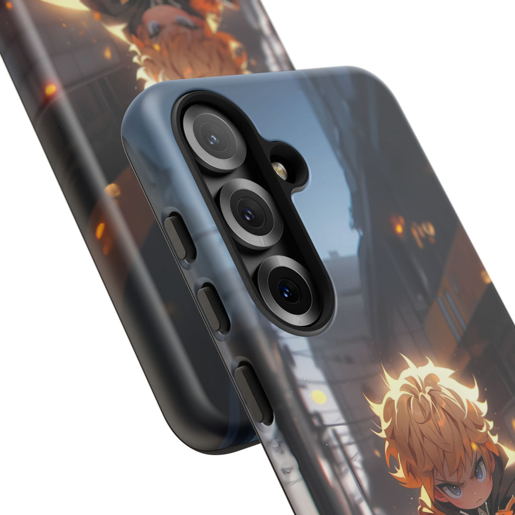 Chibi Zenitsu Lightning Tough Phone Case – Anime Protective Case for iPhone & Samsung, UV Resistant, Durable & Stylish