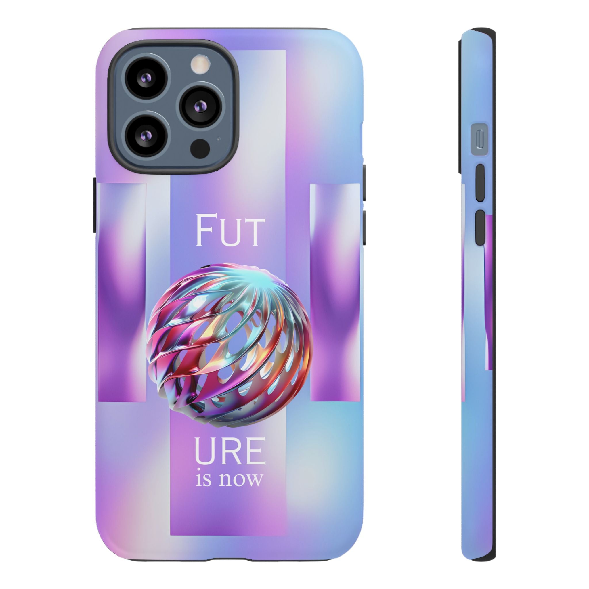 Futuristic Gradient Tough Case – 'Future is Now' 3D Design | Shockproof & UV Protected