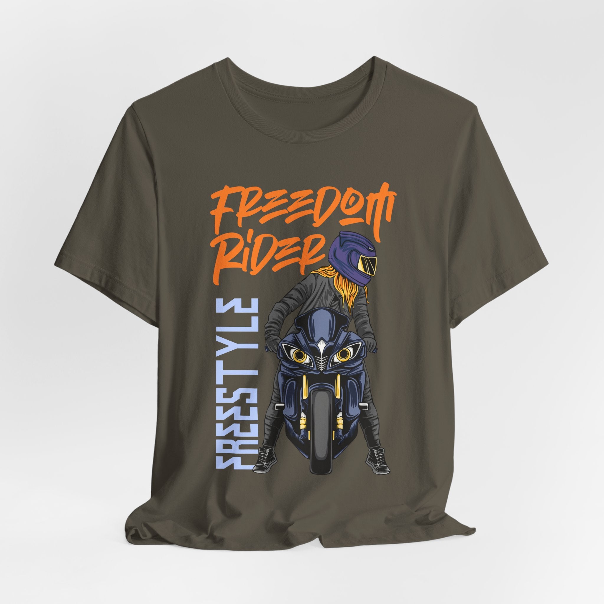 Biker T-Shirt for Men – Freedom Rider Motorcycle Graphic Tee | Unisex Cotton Short Sleeve