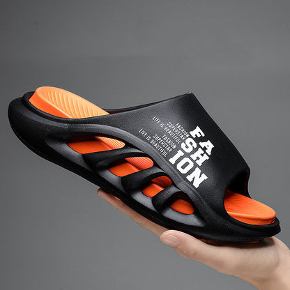 Sandals Slippers Men's New Summer Outdoor Sports Casual Casual Shit Feeling Men's Outdoor Soft Bottom Beach Slippers Black Orange