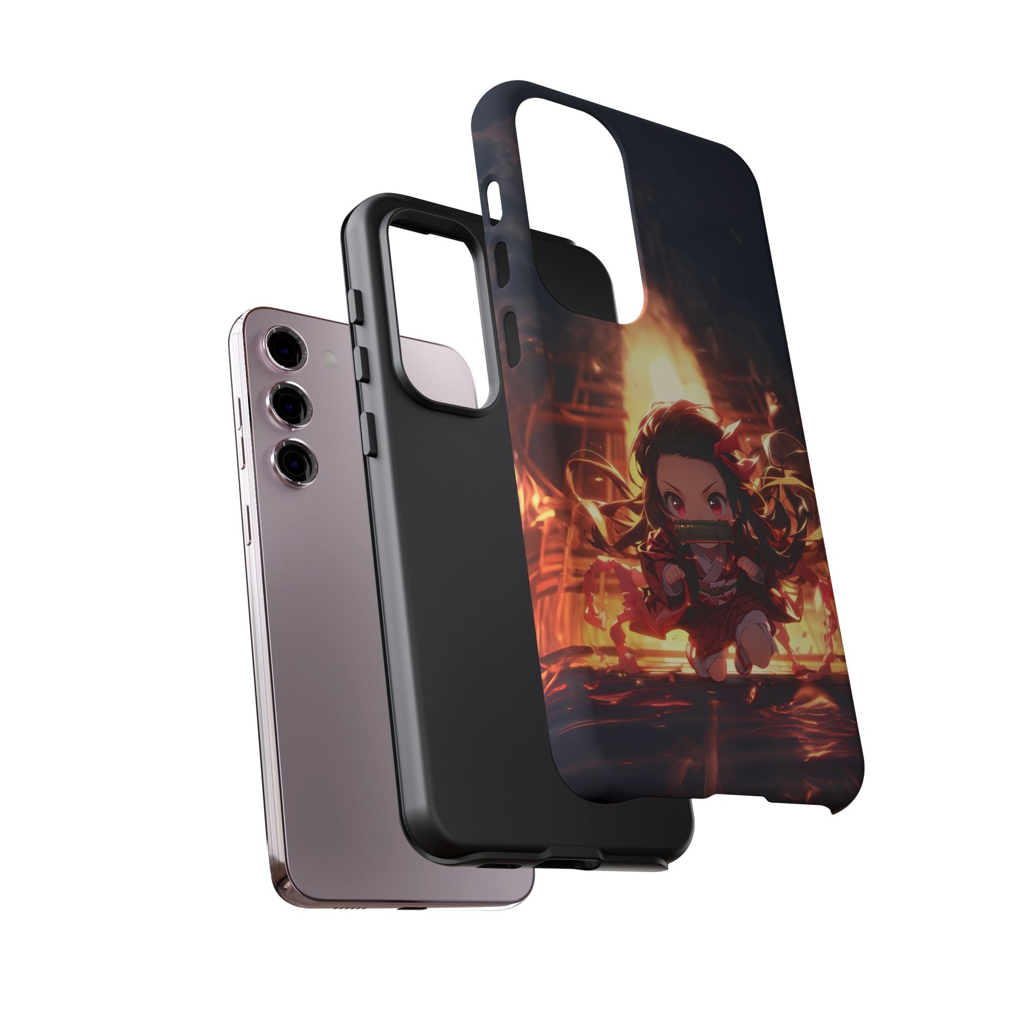 Chibi Nezuko Kamado Tough Phone Case – Anime Protective Case for iPhone & Samsung, UV Resistant, Durable & Stylish