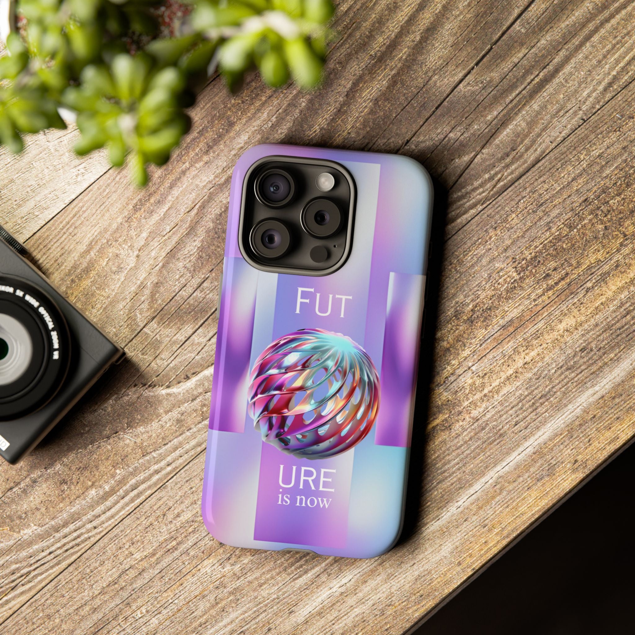 Futuristic Gradient Tough Case – 'Future is Now' 3D Design | Shockproof & UV Protected