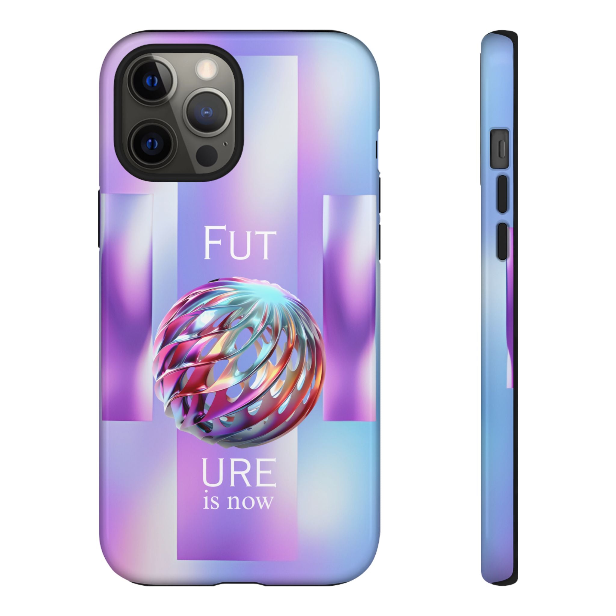 Futuristic Gradient Tough Case – 'Future is Now' 3D Design | Shockproof & UV Protected