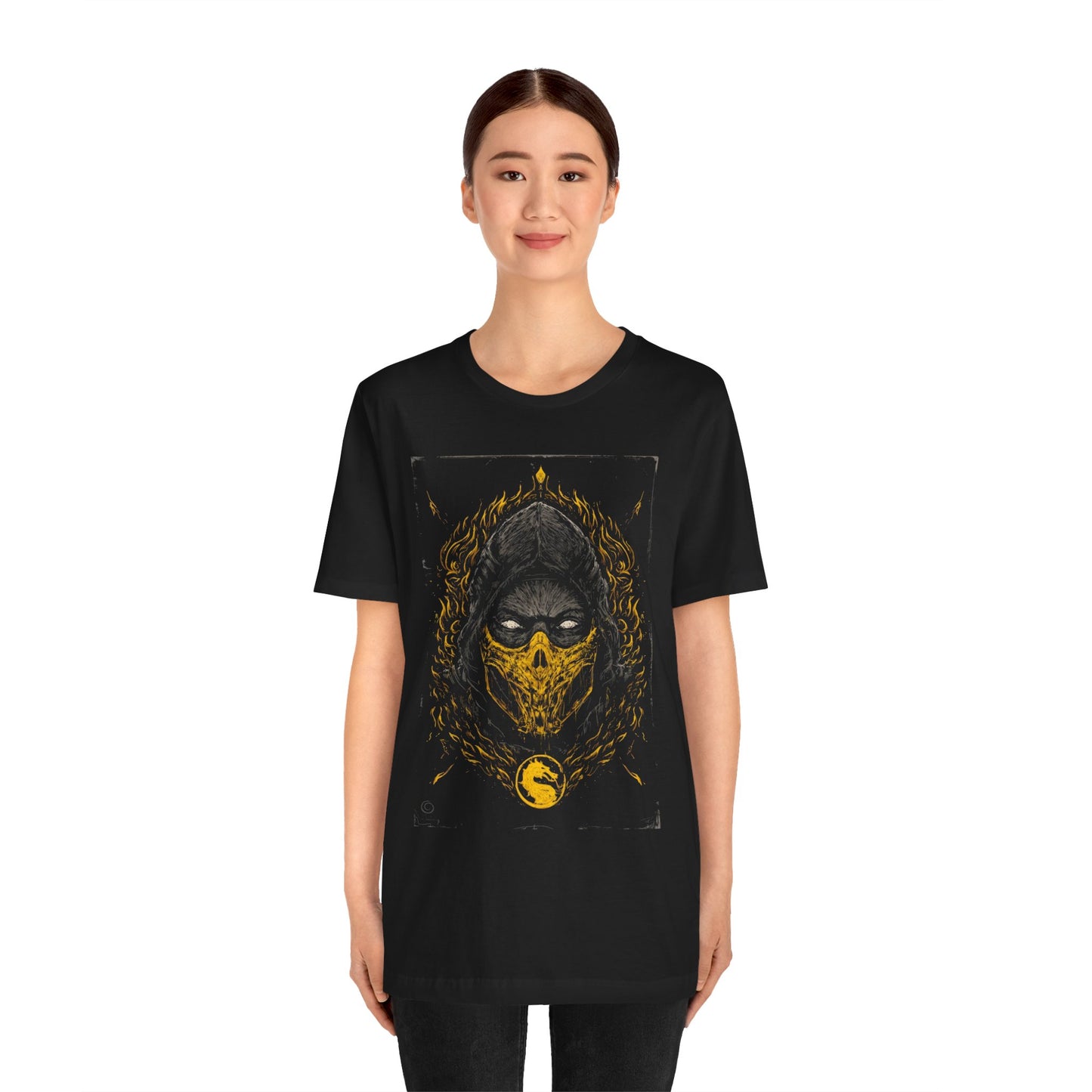 T-Shirt Scorpion Fire Ninja Graphic T-Shirt – Black & Yellow Gamer Tee