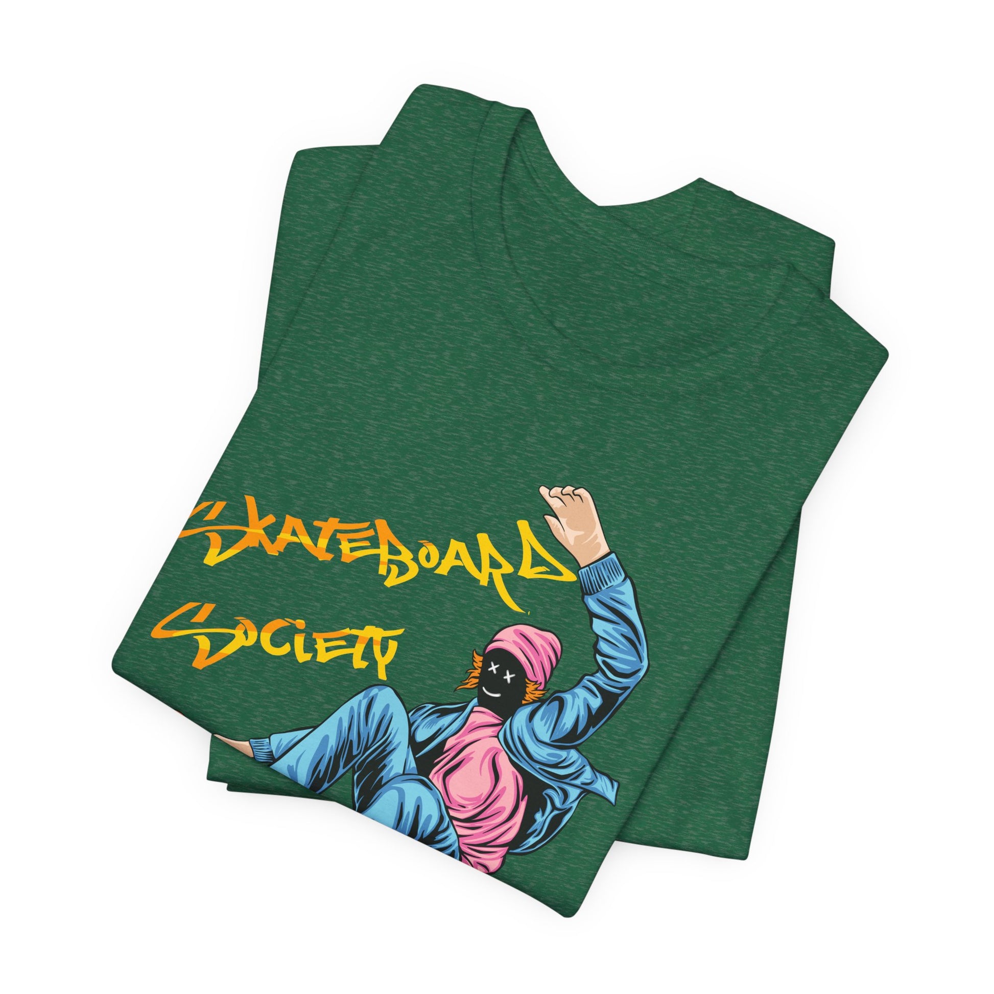 T-Shirt Skateboard Society Unisex Tee - Vibrant Orange Graphic T-Shirt for Skate Enthusiasts