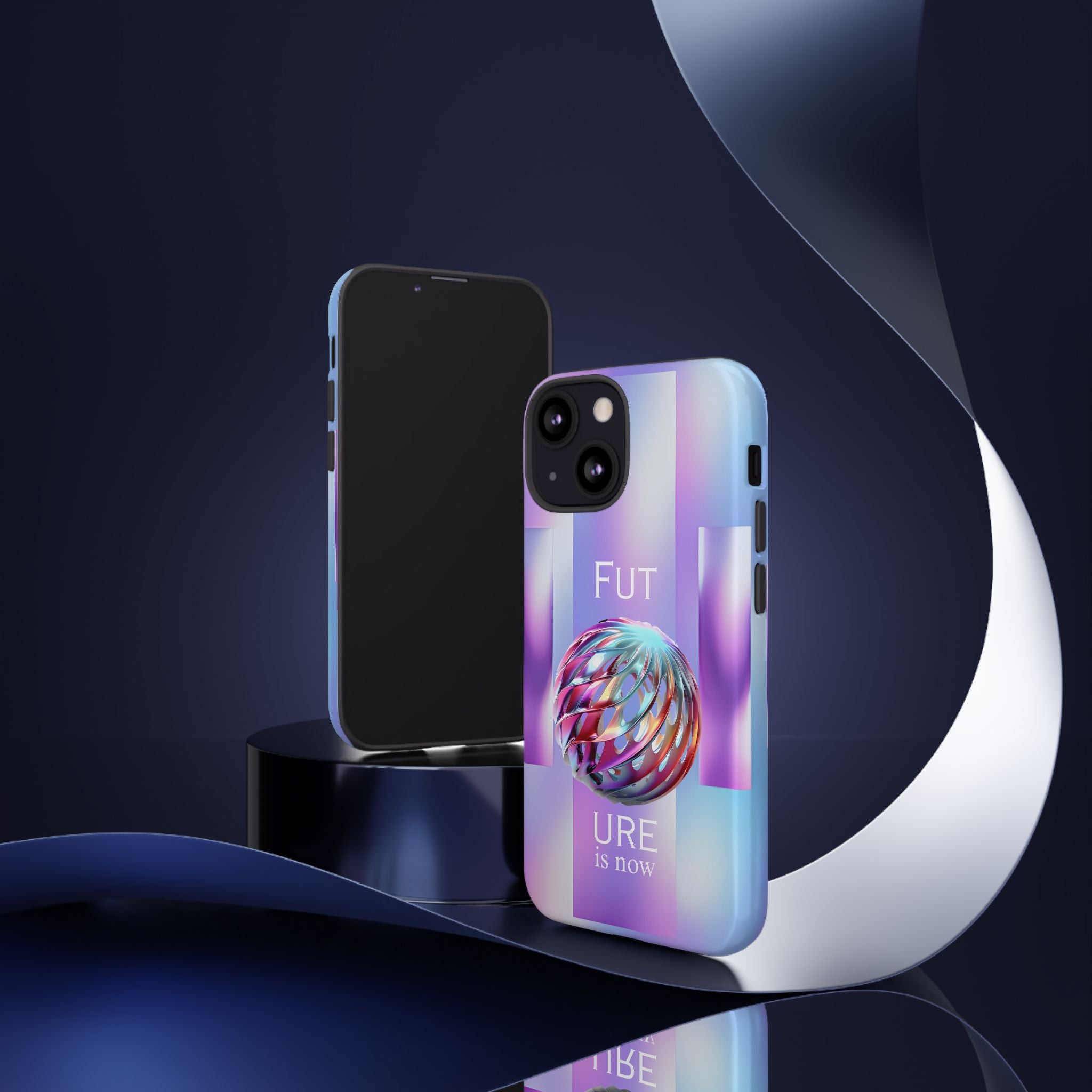 Futuristic Gradient Tough Case – 'Future is Now' 3D Design | Shockproof & UV Protected