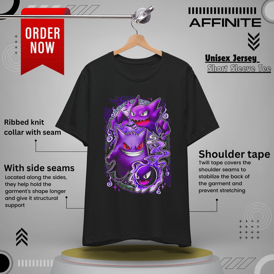 T-Shirt Ghostly Kanto Vibes Unisex Jersey Short Sleeve Tee - Spooky Design Black