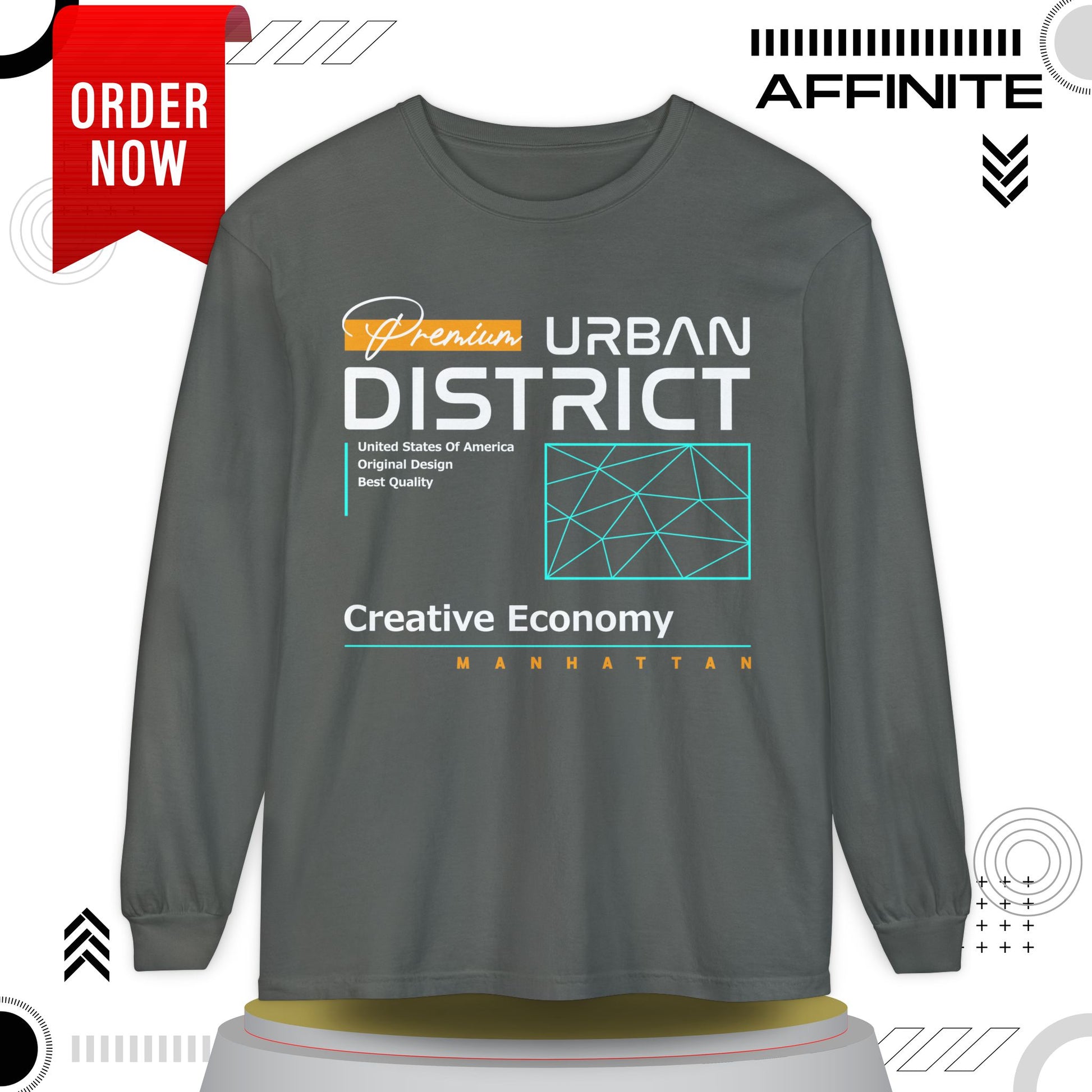 Long-sleeve Urban District Long Sleeve T-Shirt - Vintage Graphic Tee, Casual Wear, Creative Economy, Unisex Fashion, Gift for Art Lovers Pepper