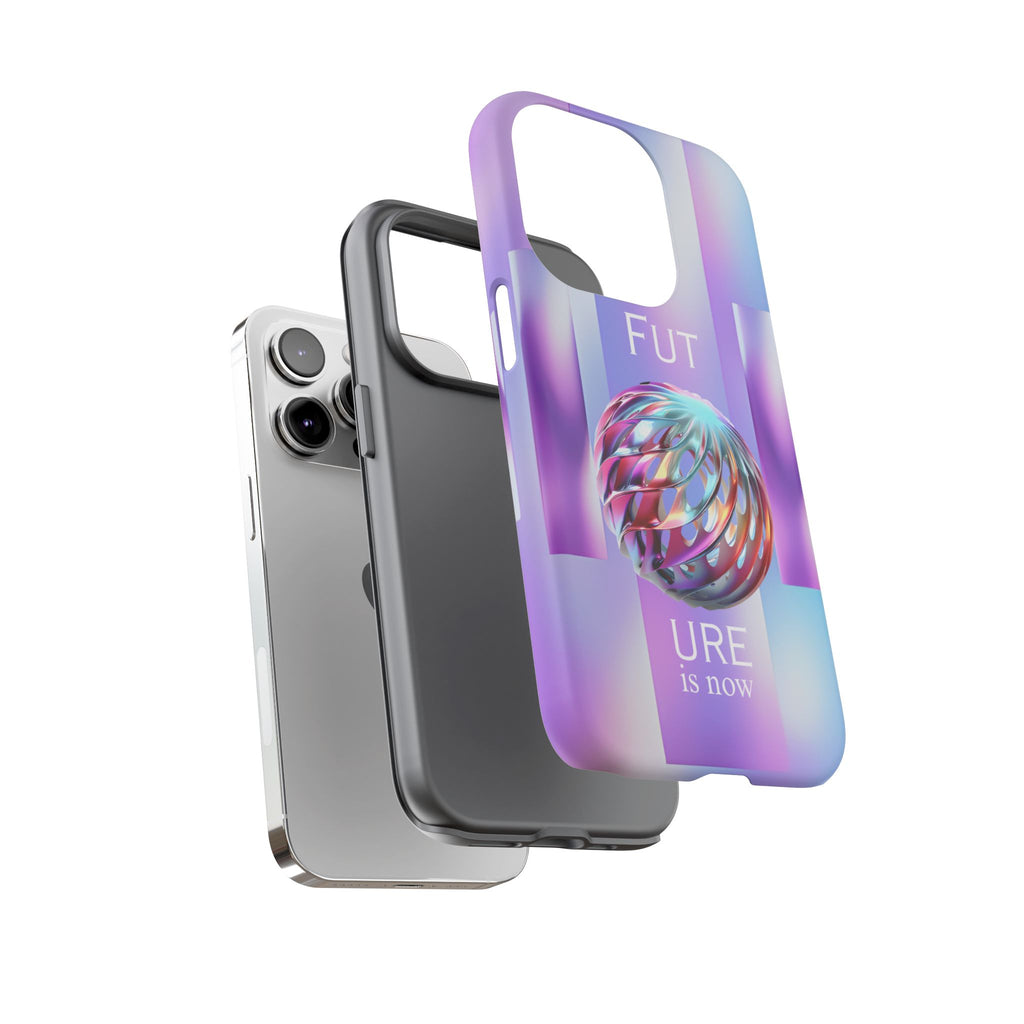 Futuristic Gradient Tough Case – 'Future is Now' 3D Design | Shockproof & UV Protected