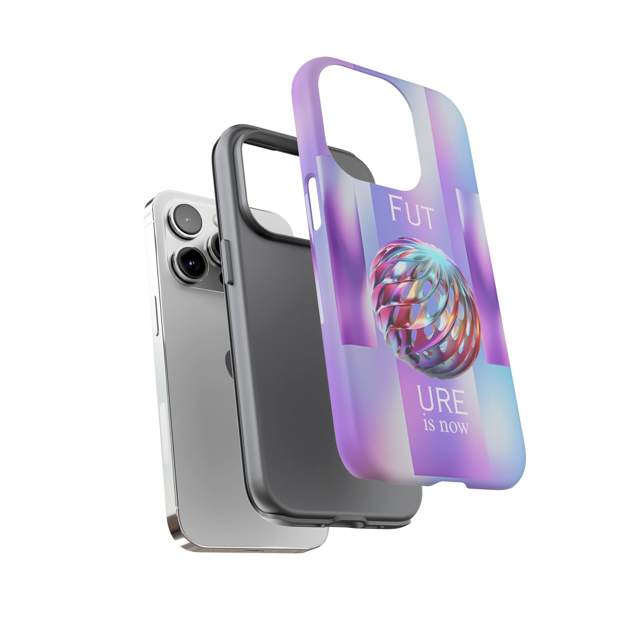 Futuristic Gradient Tough Case – 'Future is Now' 3D Design | Shockproof & UV Protected