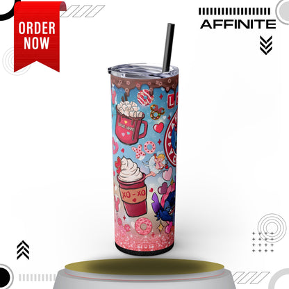 Tumblers Stitch Love & Cupcakes Skinny Tumbler with Straw - 20oz, Cute Drinkware for Coffee Lovers