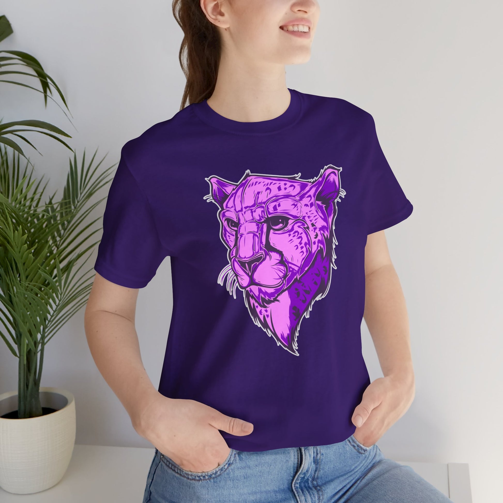 T-Shirt Vibrant Purple Leopard Tee - Unisex Jersey Shirt, Wild Animal Print, Graphic Tee, Gifts for Nature Lovers, Unique Artwear, Stylish [...]