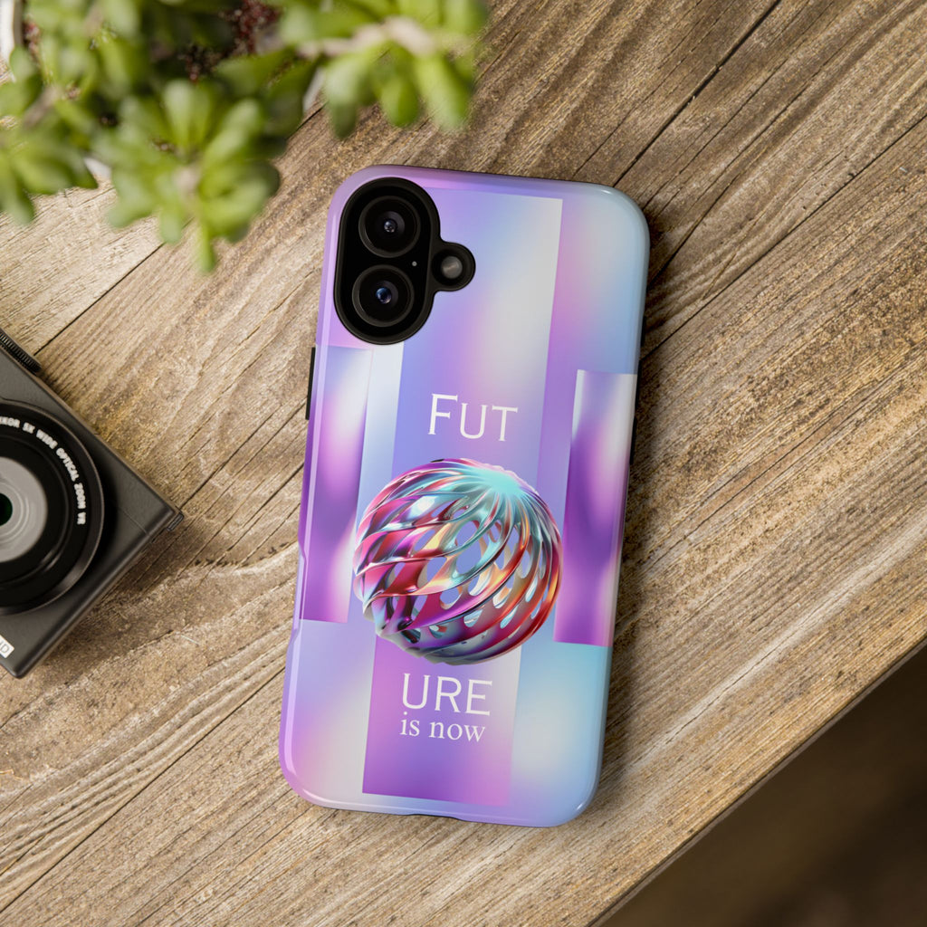 Futuristic Gradient Tough Case – 'Future is Now' 3D Design | Shockproof & UV Protected