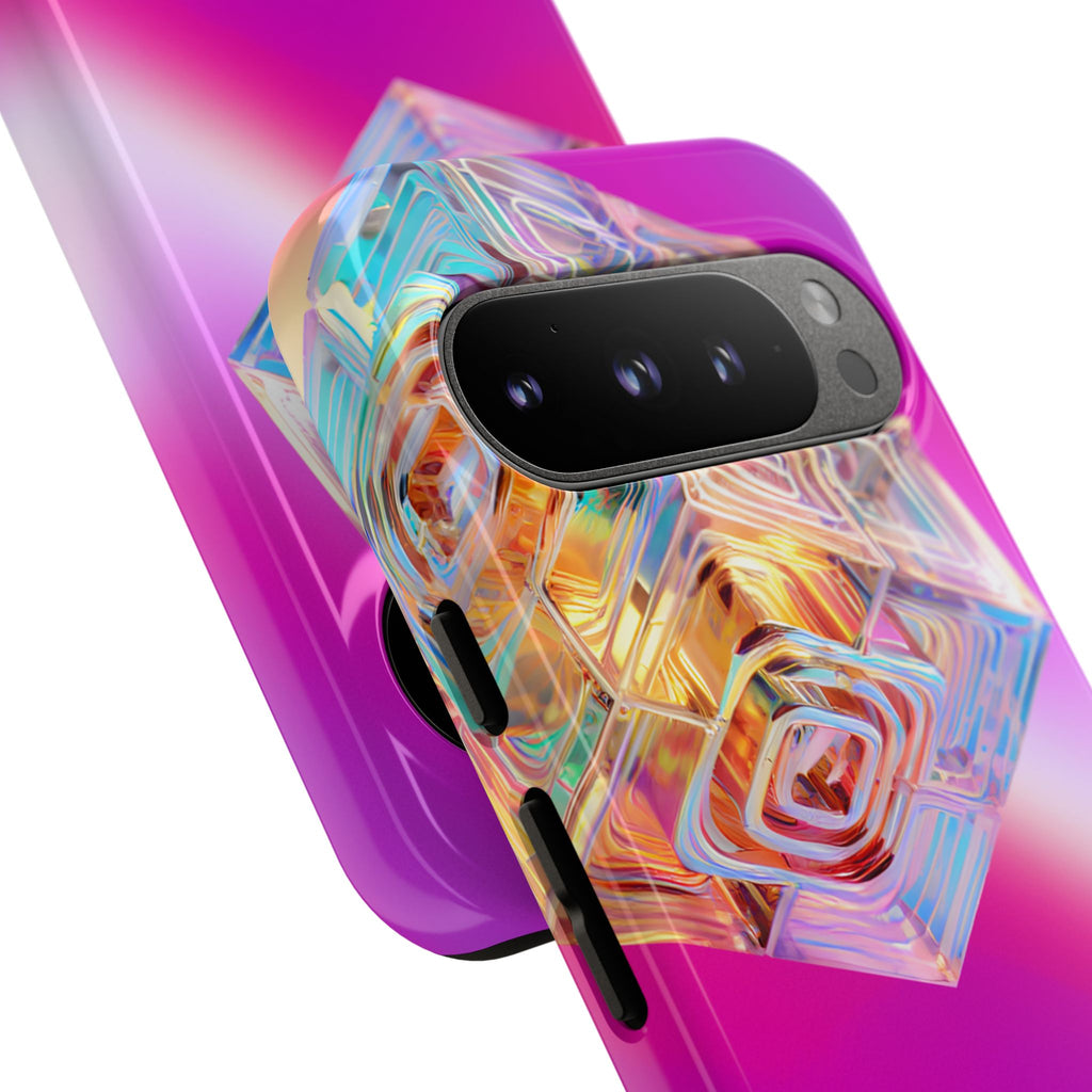 Vibrant 3D Cube Phone Case - Colorful Gradient Art for iPhone, Samsung & Pixel