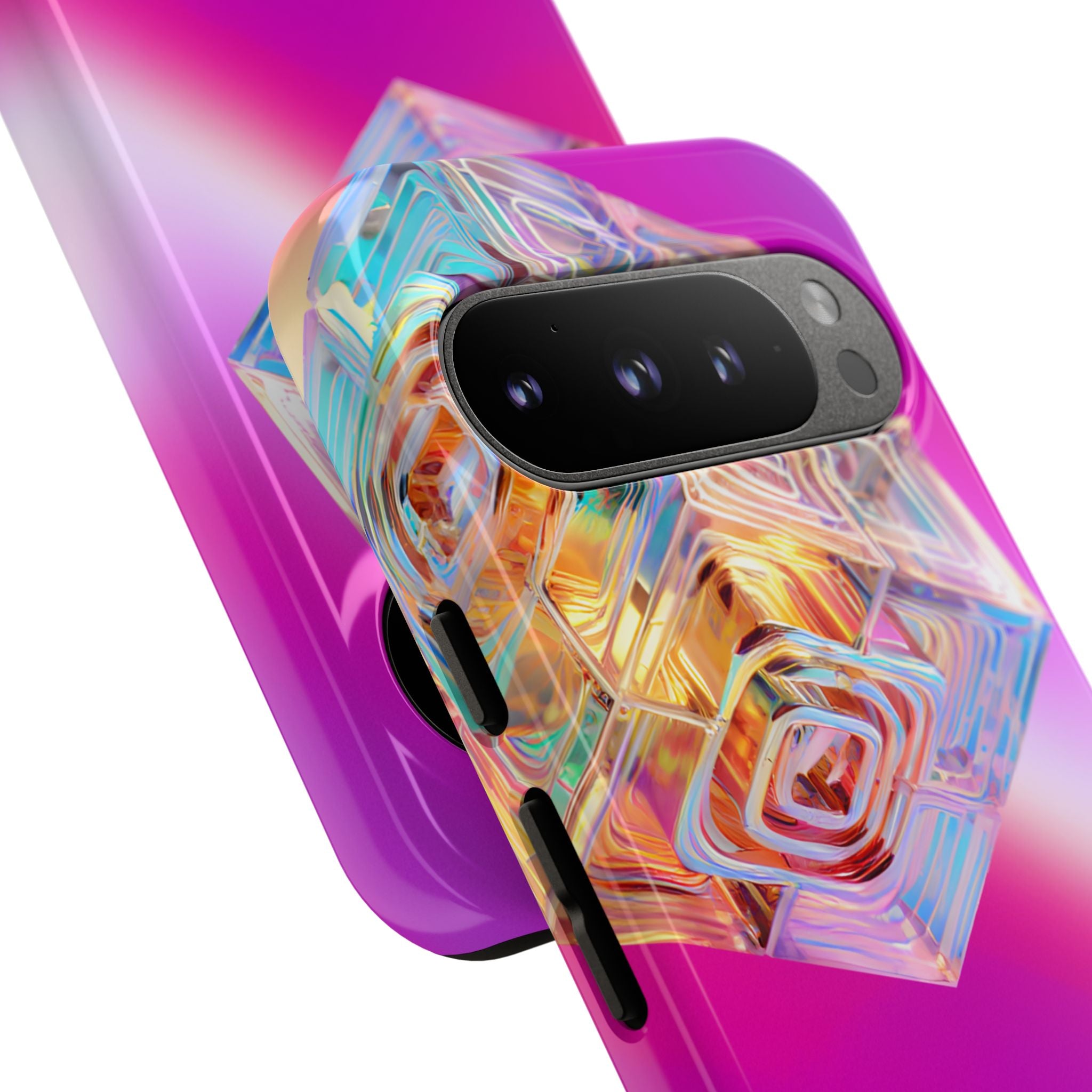 Vibrant 3D Cube Phone Case - Colorful Gradient Art for iPhone, Samsung & Pixel