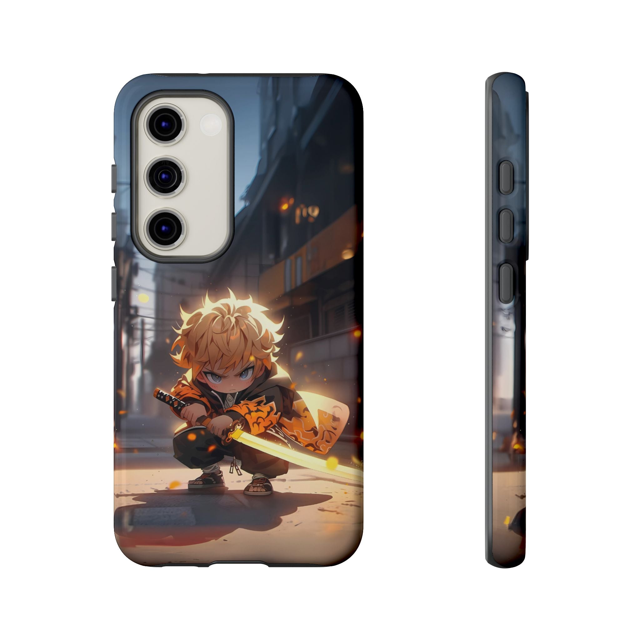 Chibi Zenitsu Lightning Tough Phone Case – Anime Protective Case for iPhone & Samsung, UV Resistant, Durable & Stylish