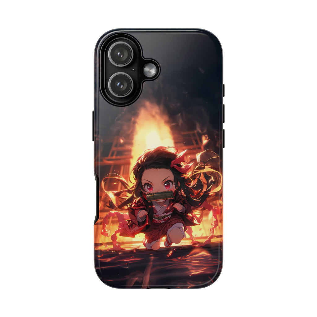 Chibi Nezuko Kamado Tough Phone Case – Anime Protective Case for iPhone & Samsung, UV Resistant, Durable & Stylish