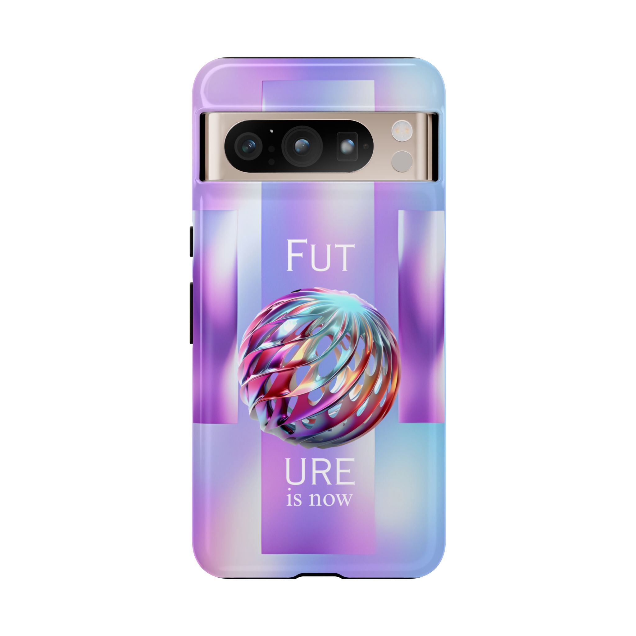 Futuristic Gradient Tough Case – 'Future is Now' 3D Design | Shockproof & UV Protected