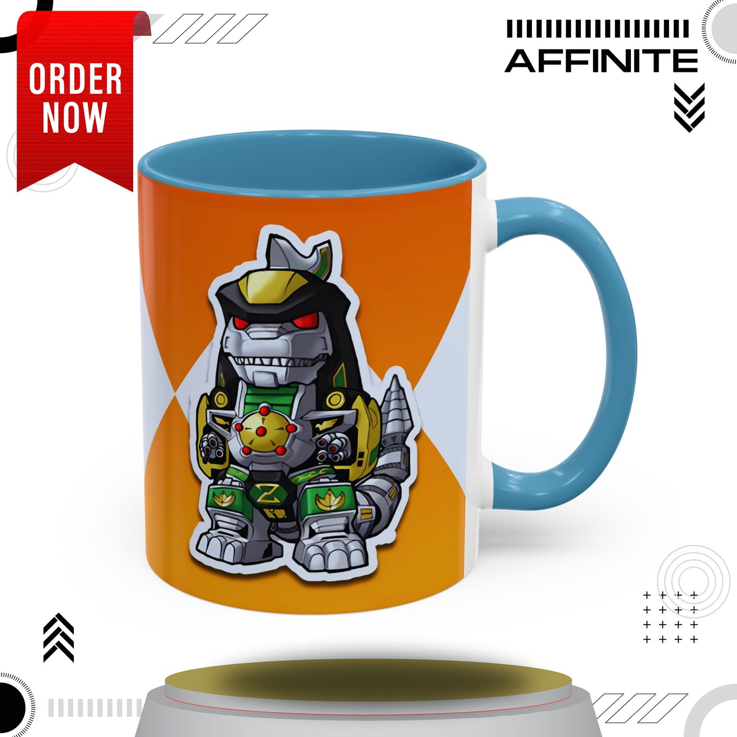 Mug Power Rangers Dragonzord Mug – 11oz & 15oz Ceramic Coffee Cup 11oz Light Blue