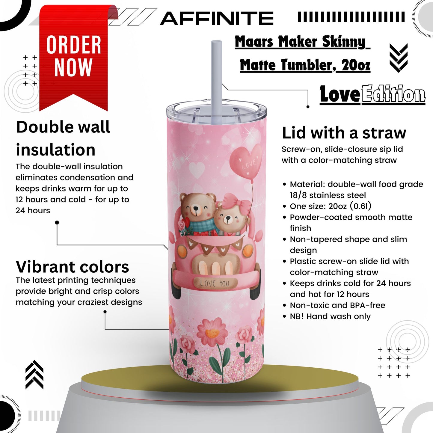 Tumblers 20oz Maars Maker Matte Tumbler – A Skinny Sip of Love Dusty Blue 20oz Matte