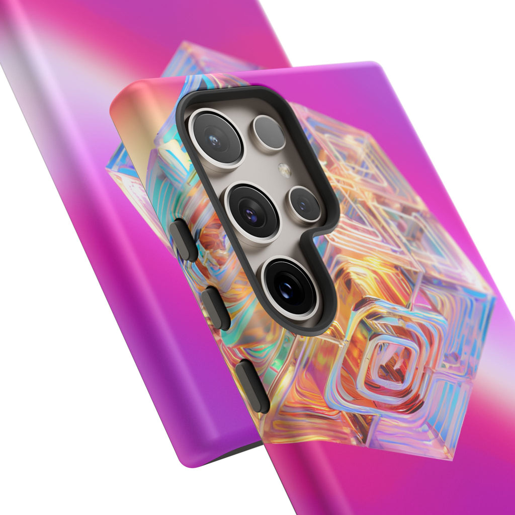 Vibrant 3D Cube Phone Case - Colorful Gradient Art for iPhone, Samsung & Pixel