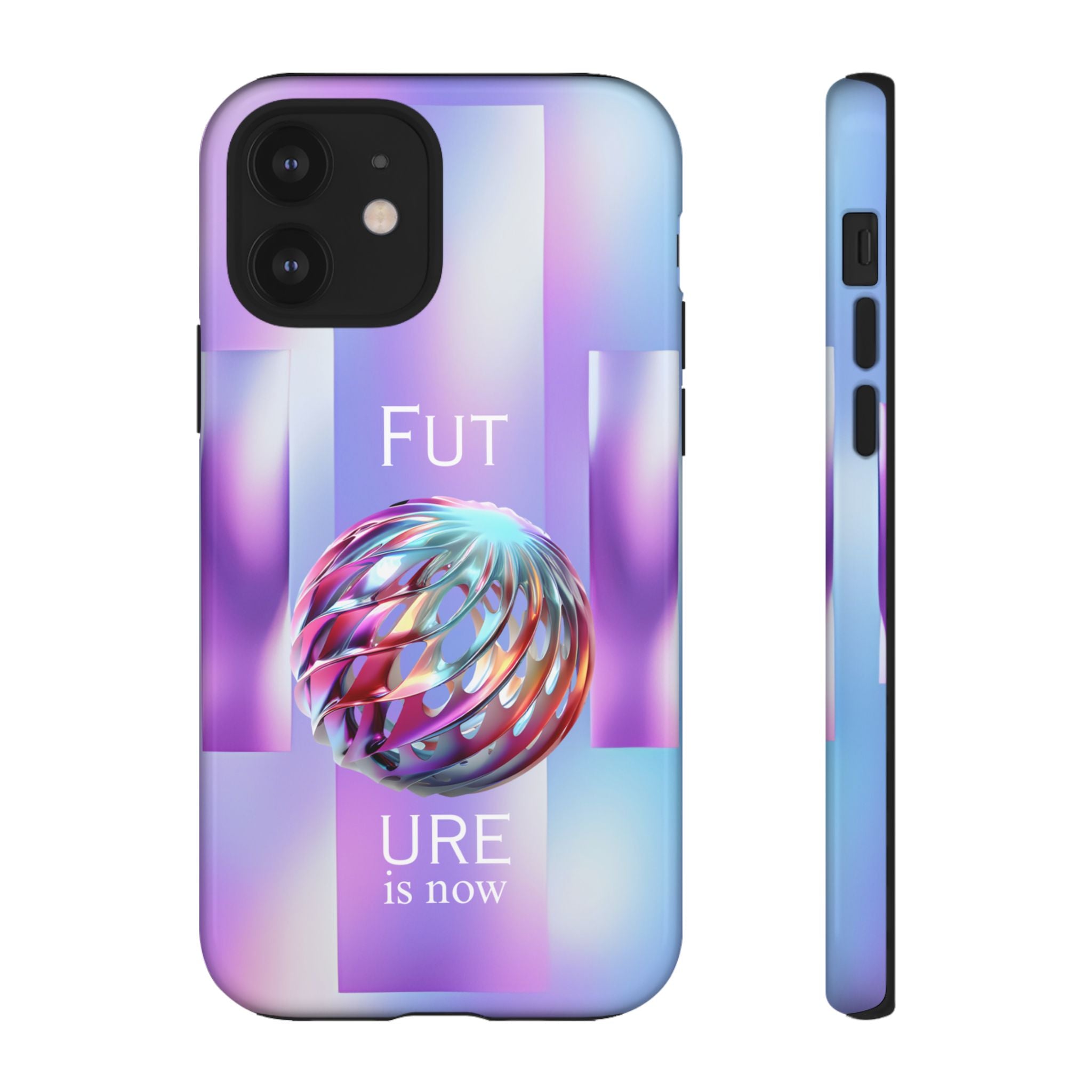 Futuristic Gradient Tough Case – 'Future is Now' 3D Design | Shockproof & UV Protected