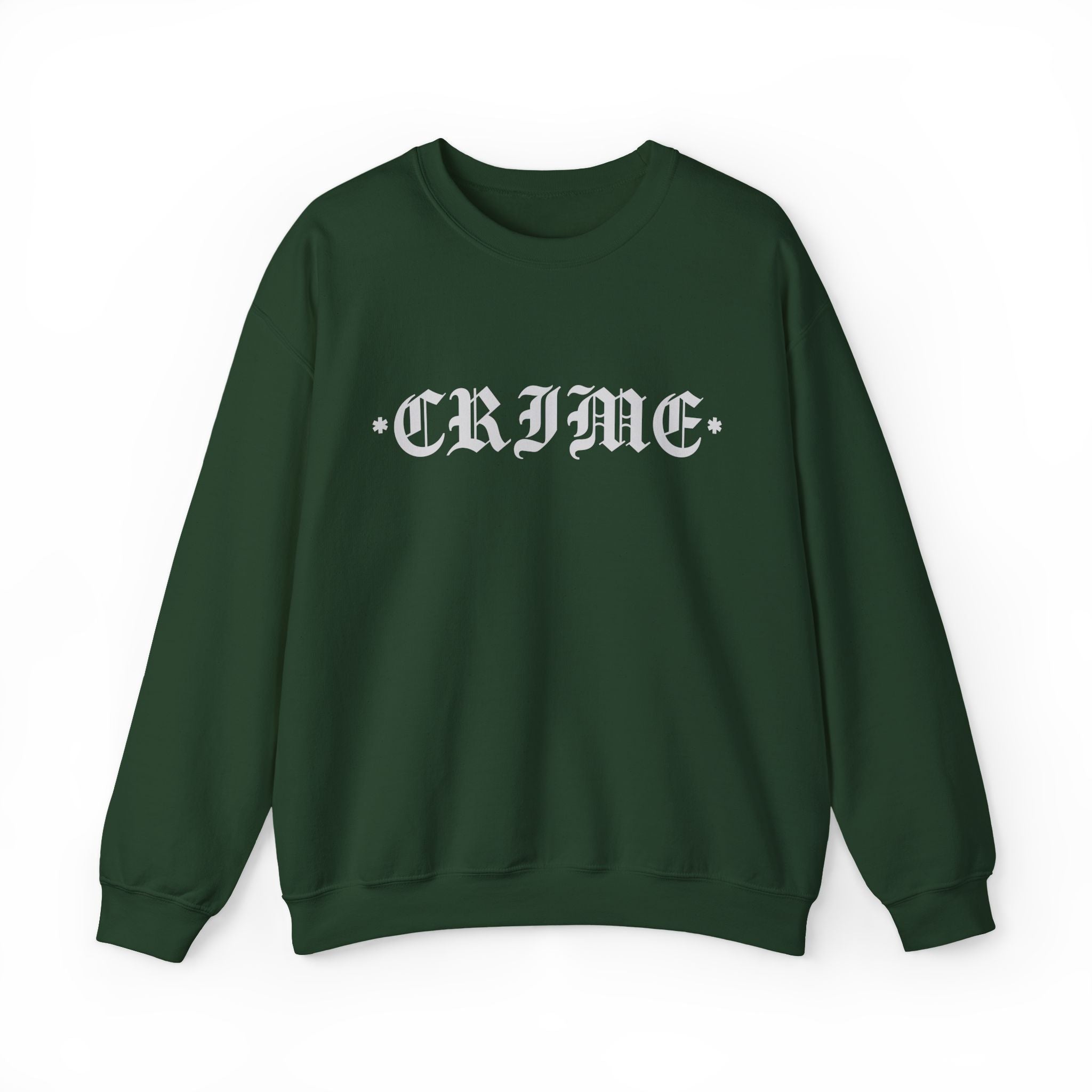 Unisex Heavy Blend Crewneck Sweatshirt - Bold 'CRIME' Graphic - Comfortable Everyday Wear
