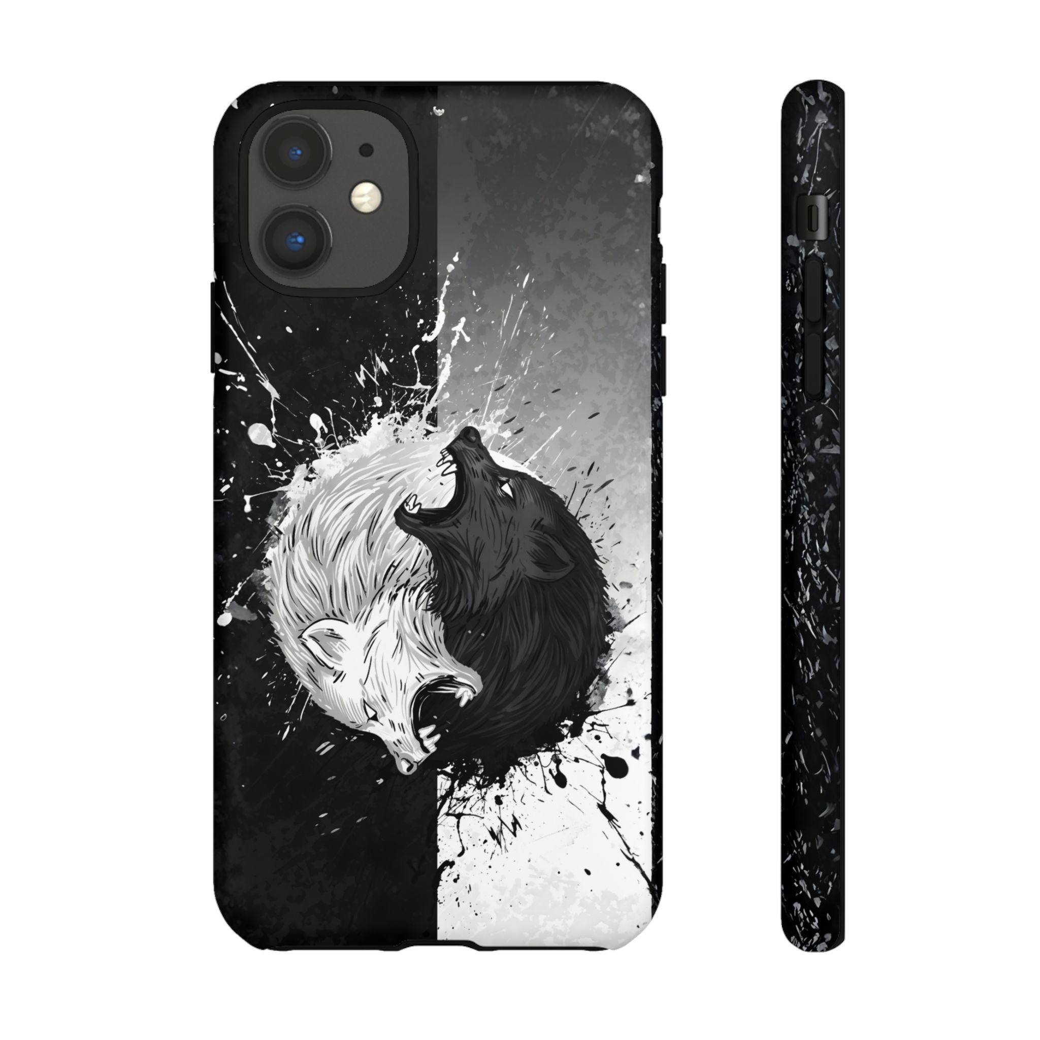 Yin Yang Wolf Phone Case - Dual Layer Protective Cover iPhone 11 Matte Tough Cases