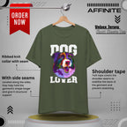 T-Shirt Unisex Dog Lover Shirt | Graphic T-Shirt with Dog Design and 'Dog Lover' Text Military Green