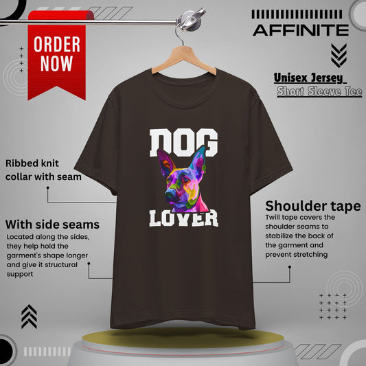 T-Shirt T Shirt Drawing - Dog Lover Graphic Tee (Unisex Cotton) Brown