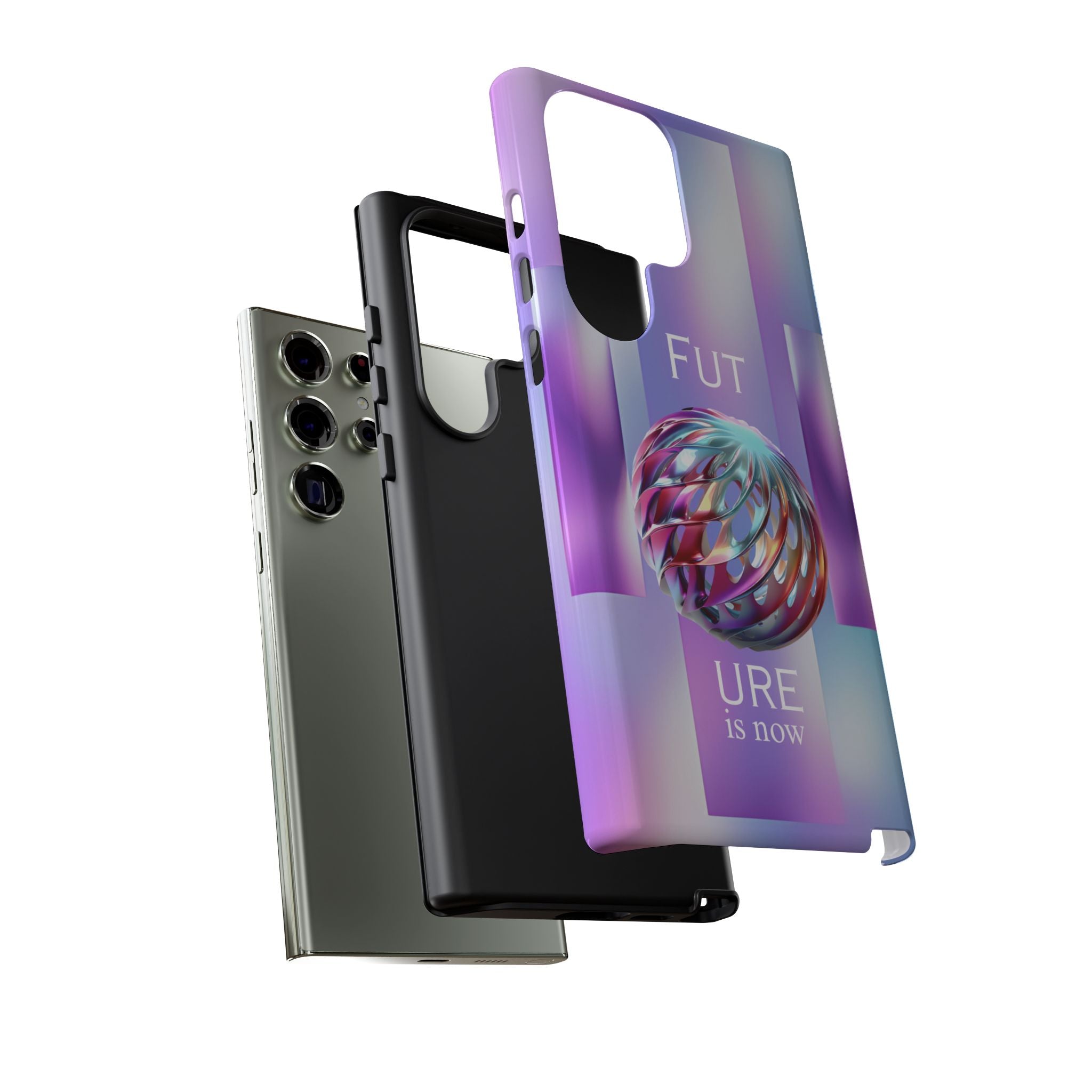 Futuristic Gradient Tough Case – 'Future is Now' 3D Design | Shockproof & UV Protected