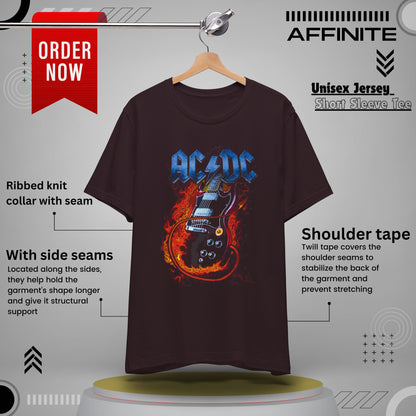 T-Shirt Rock In T Shirt - AC/DC Graphic Tee (Unisex Rock Shirt) Oxblood Black