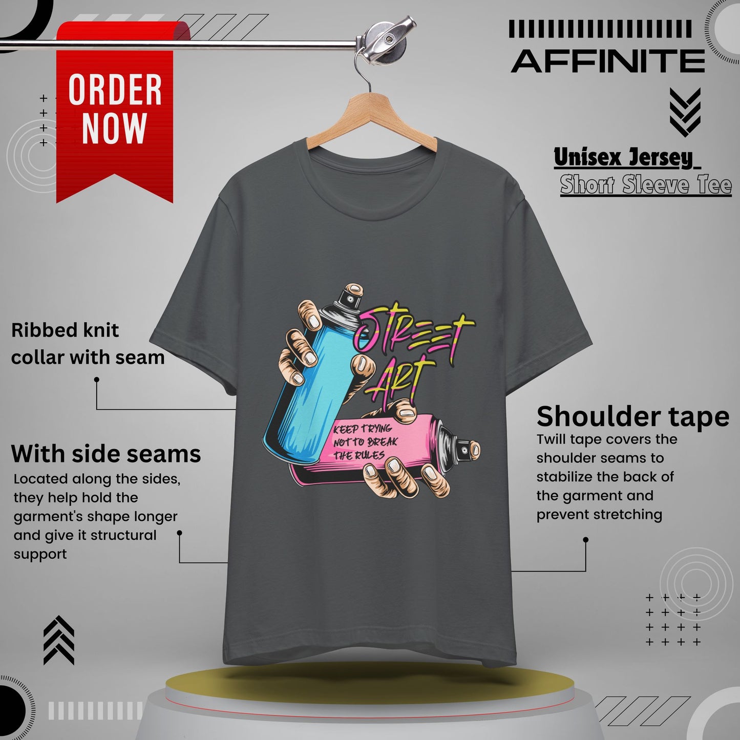 T-Shirt Street Art T-Shirts - Keep Trying Unisex Tee | Graphic Urban Wear Asphalt