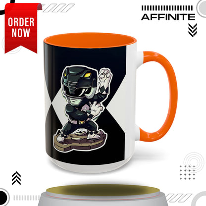 Mug Mighty Morphin Power Rangers Black Ranger Ceramic Mug - 11oz & 15oz Coffee Mug - Accent Mug for Pop Culture Fans 15oz Orange