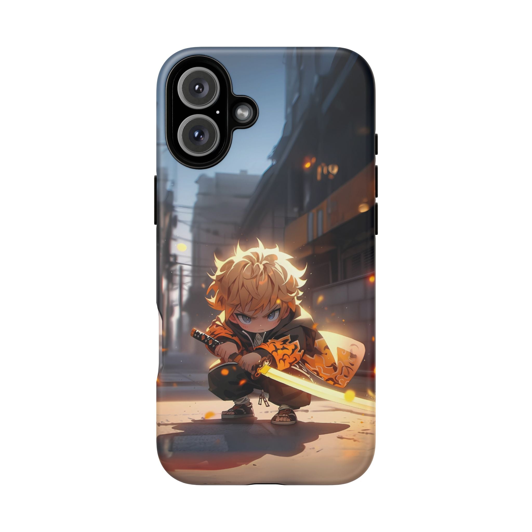 Chibi Zenitsu Lightning Tough Phone Case – Anime Protective Case for iPhone & Samsung, UV Resistant, Durable & Stylish