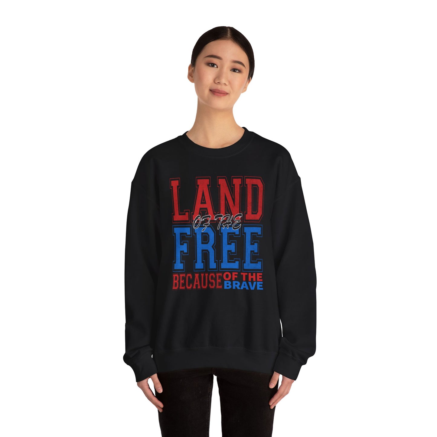 Sweatshirt Land of the Free Sweatshirt – Patriotic USA Crewneck by Gildan