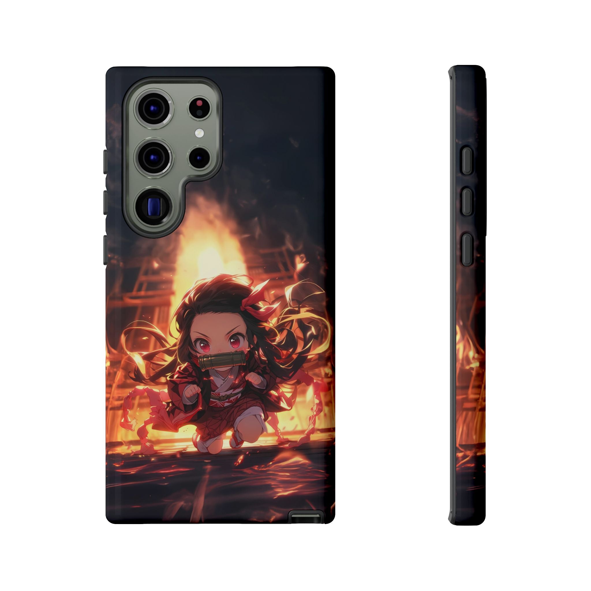Chibi Nezuko Kamado Tough Phone Case – Anime Protective Case for iPhone & Samsung, UV Resistant, Durable & Stylish