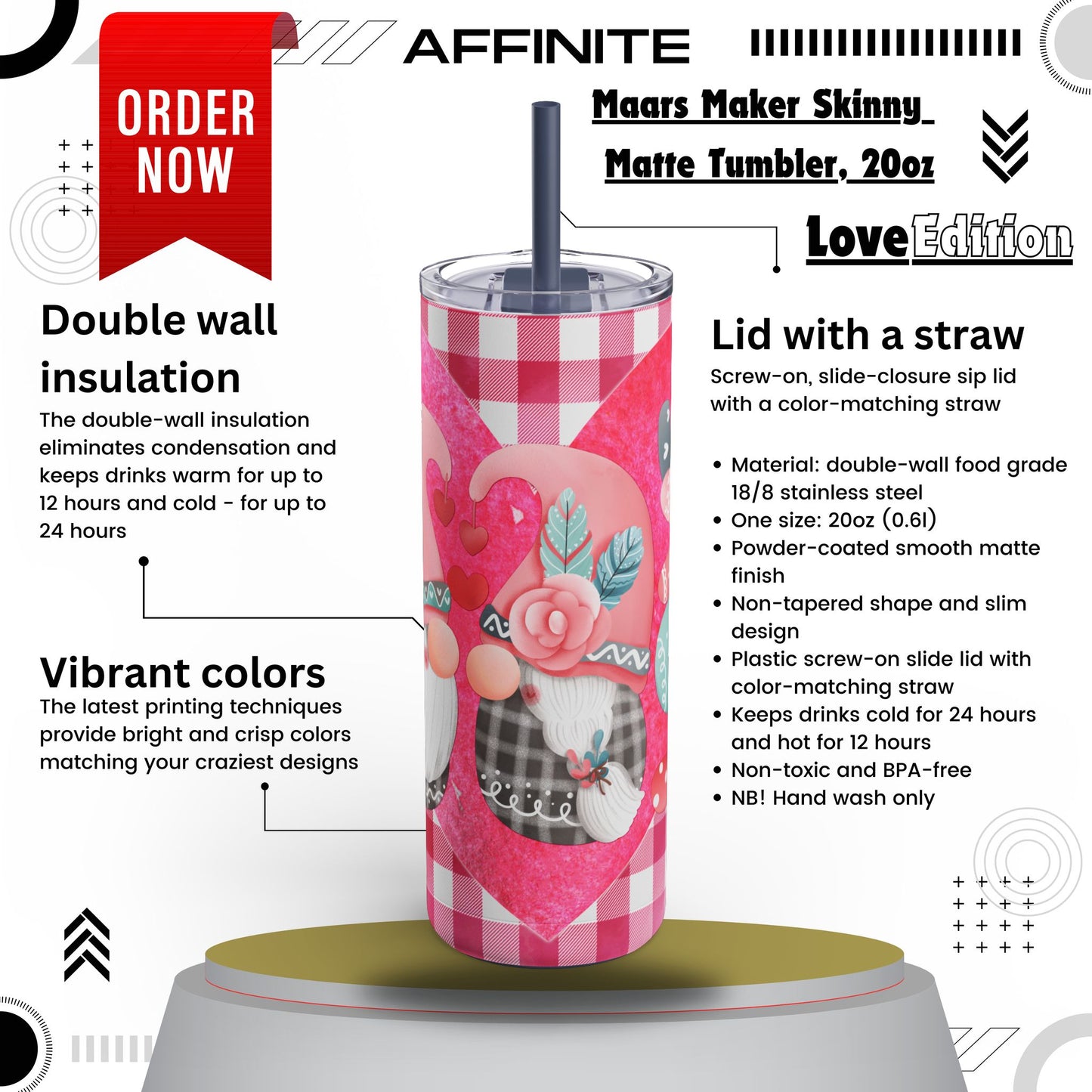 Tumblers Maars Maker 20oz Love Skinny Tumbler – Matte & Modern Indigo 20oz Matte